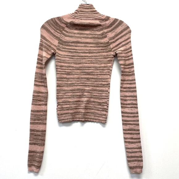 Wild Fable S Pink & Brown Striped Cut Out Long Sleeve Turtleneck Sweater - Picture 5 of 5